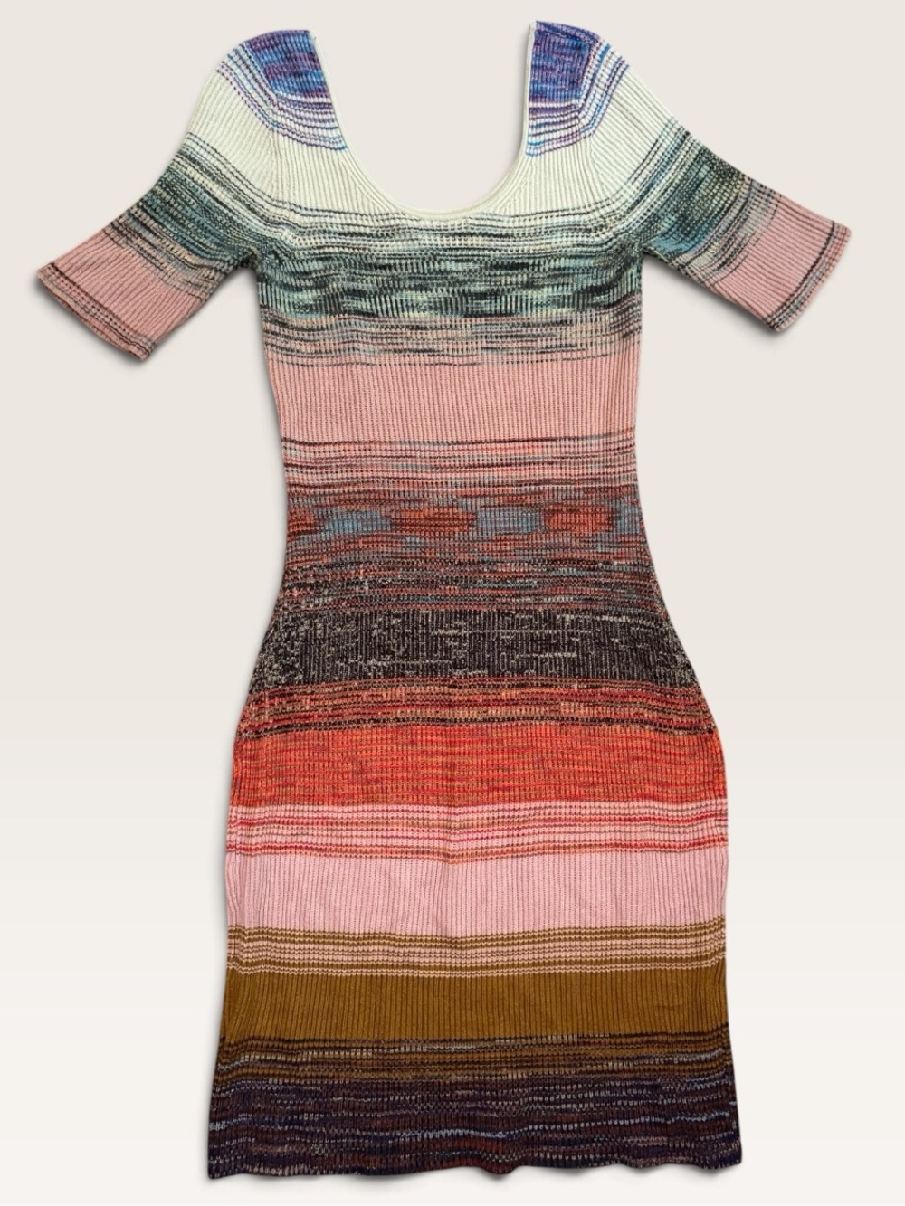 Anthropologie Space Dye Striped Knit Midi Dress Size L